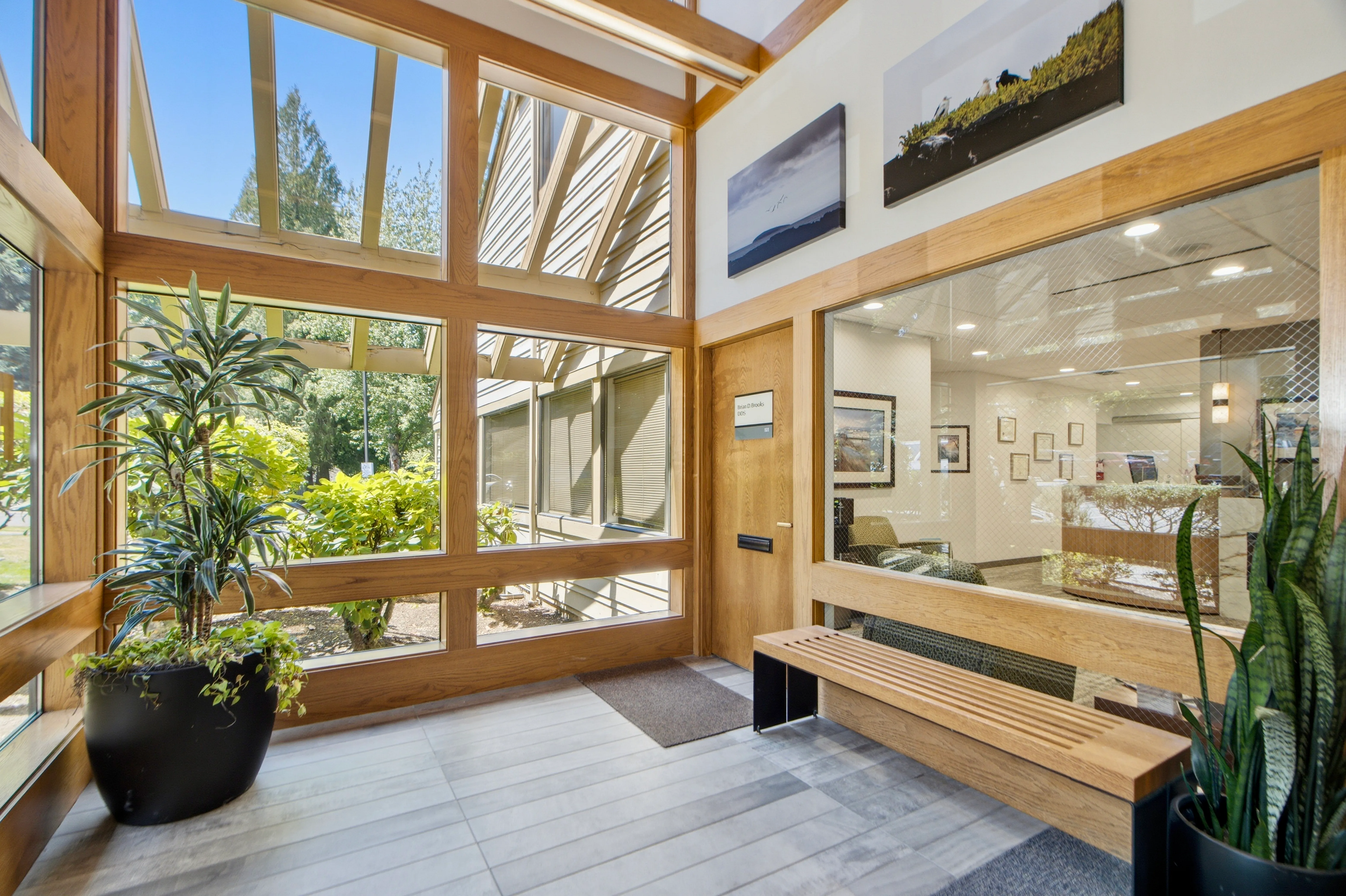 The bright, welcoming entrance at Overlake Family Dentistry